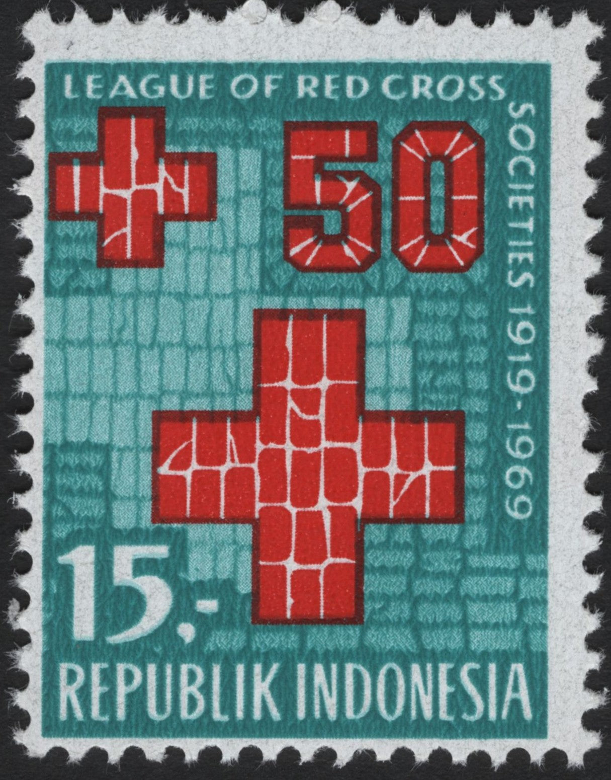 SCG4579 - Indonesia 1969 – 50th Anniversary of the League of Red Cross Societies, 15s