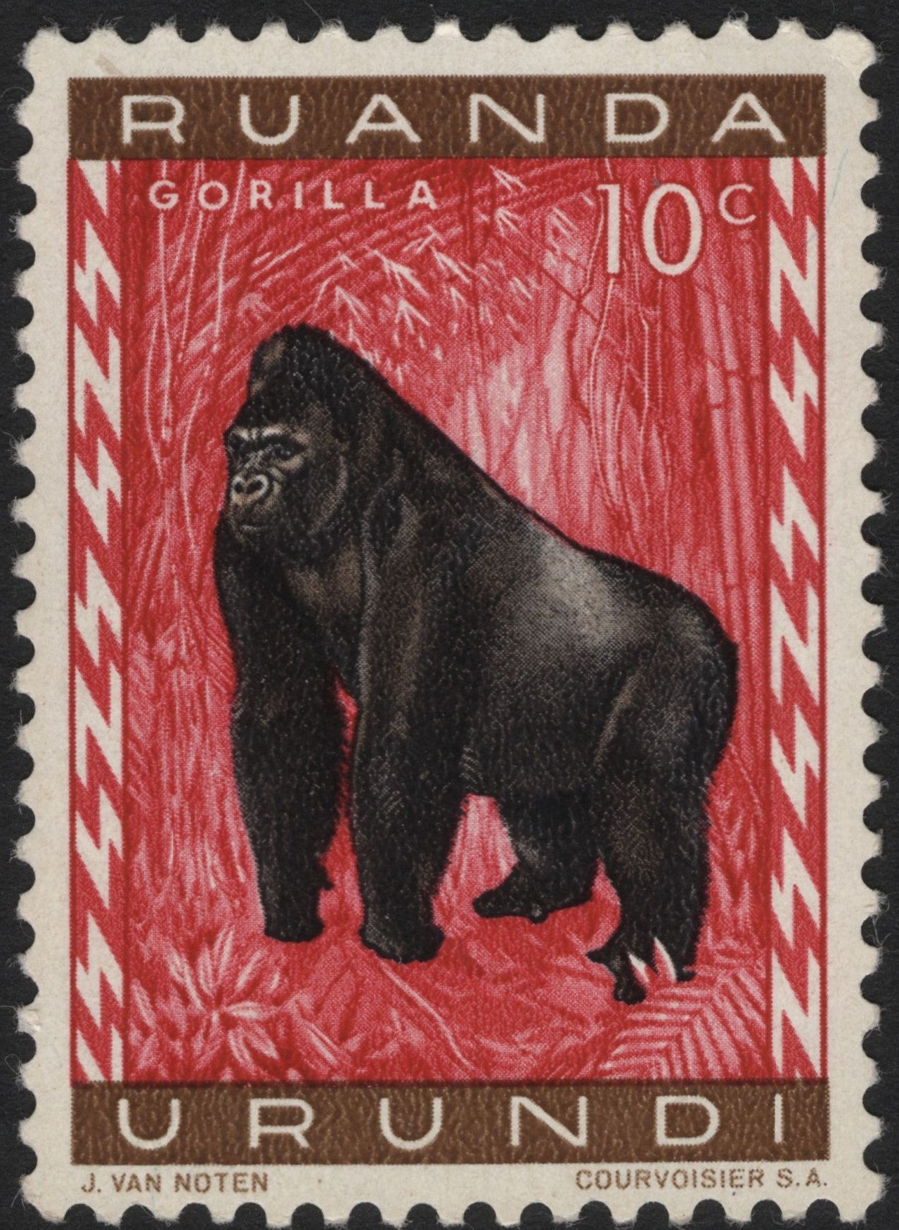 SCG4615 - Ruanda-Urundi 1962 Gorilla 10c Stamp