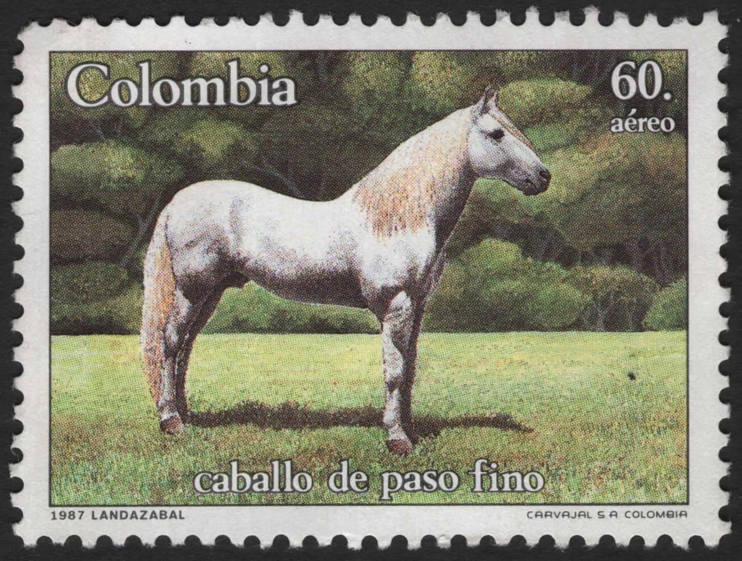 SCG4637 - Colombia 1987 – Paso Fino Horse Airmail Stamp (60c)