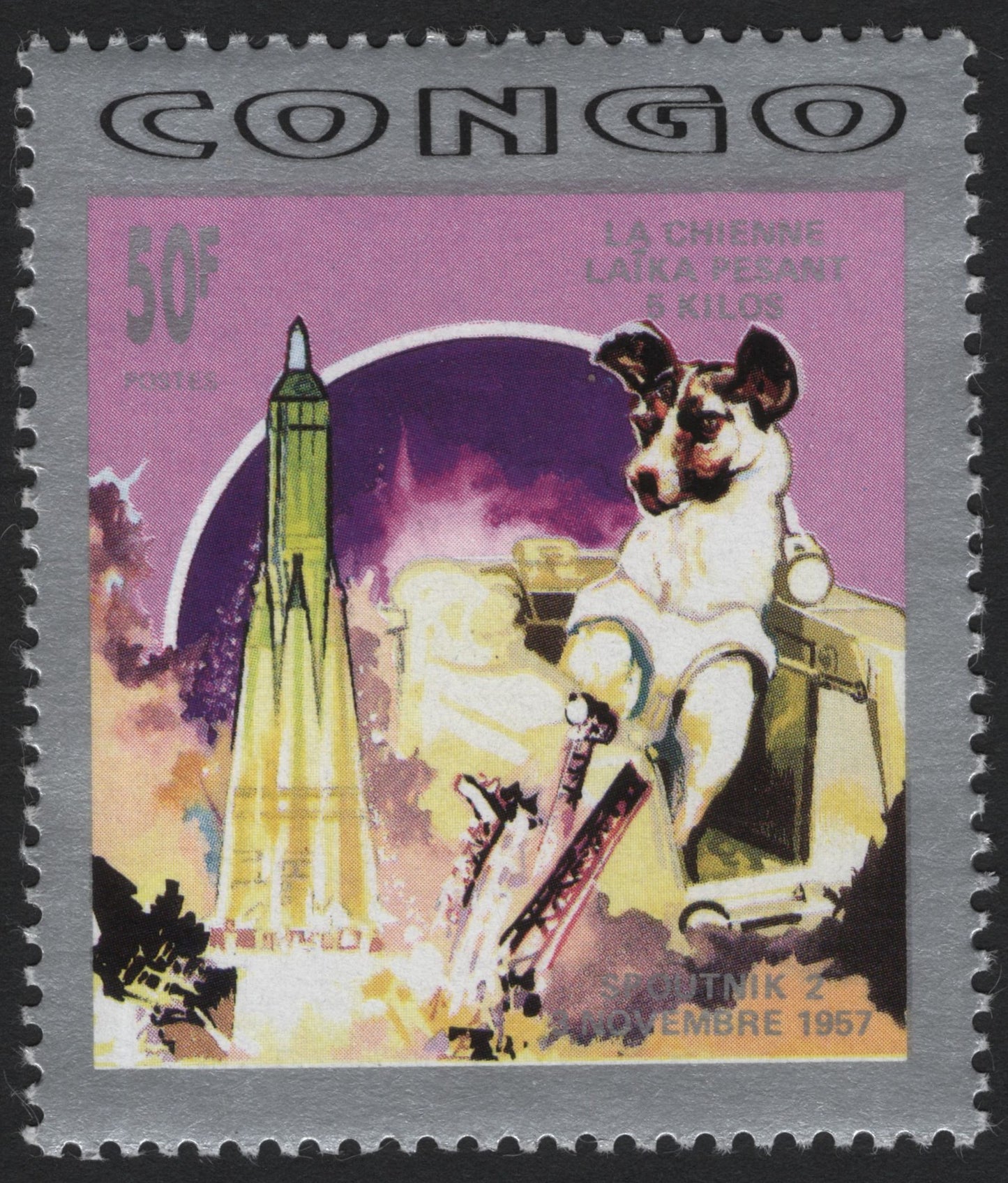 SCG4648 - Congo 1960s – Laika Space Dog “Sputnik 2” Tribute, 50F