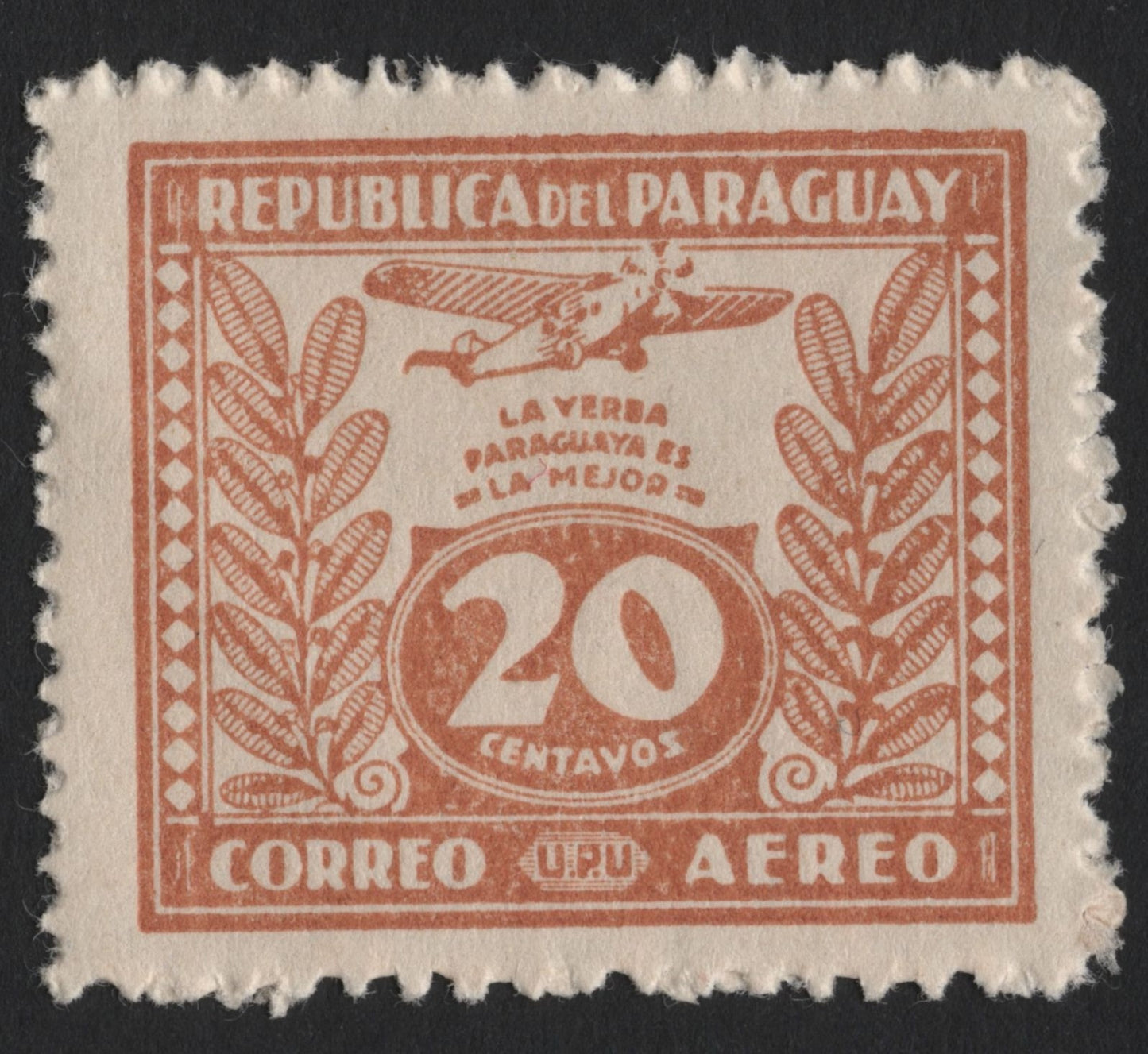 SCG4699 - Paraguay 1929 Airmail Stamp – 20 Centavos “Yerba Mate” Promotion