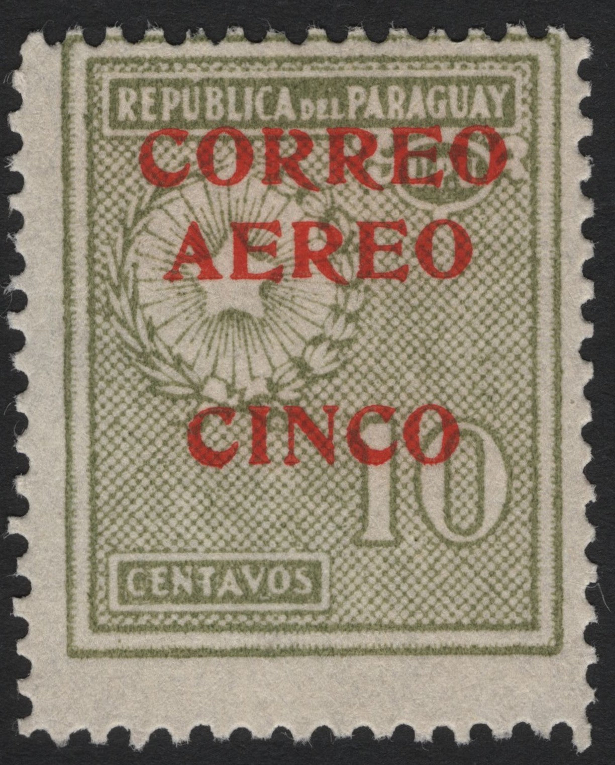 SCG4700 - Paraguay 1929 Airmail Overprint – 5c on 10c Green