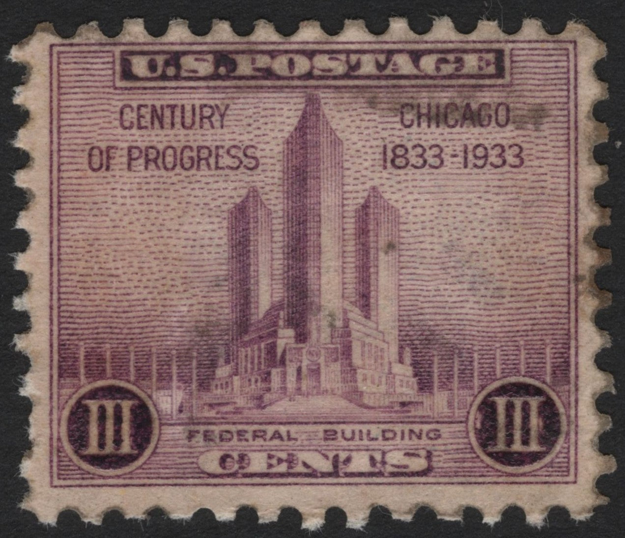 SCG4667 - USA 1933 – 3¢ Century of Progress, Chicago Federal Building