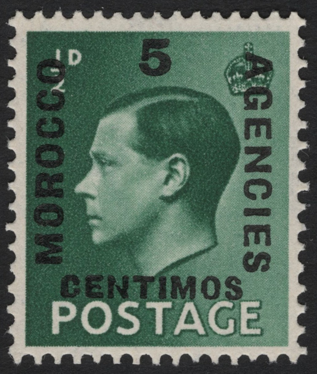 SCG4670 - Morocco Agencies 1936 King Edward VIII Overprint – 5 Centimos Green