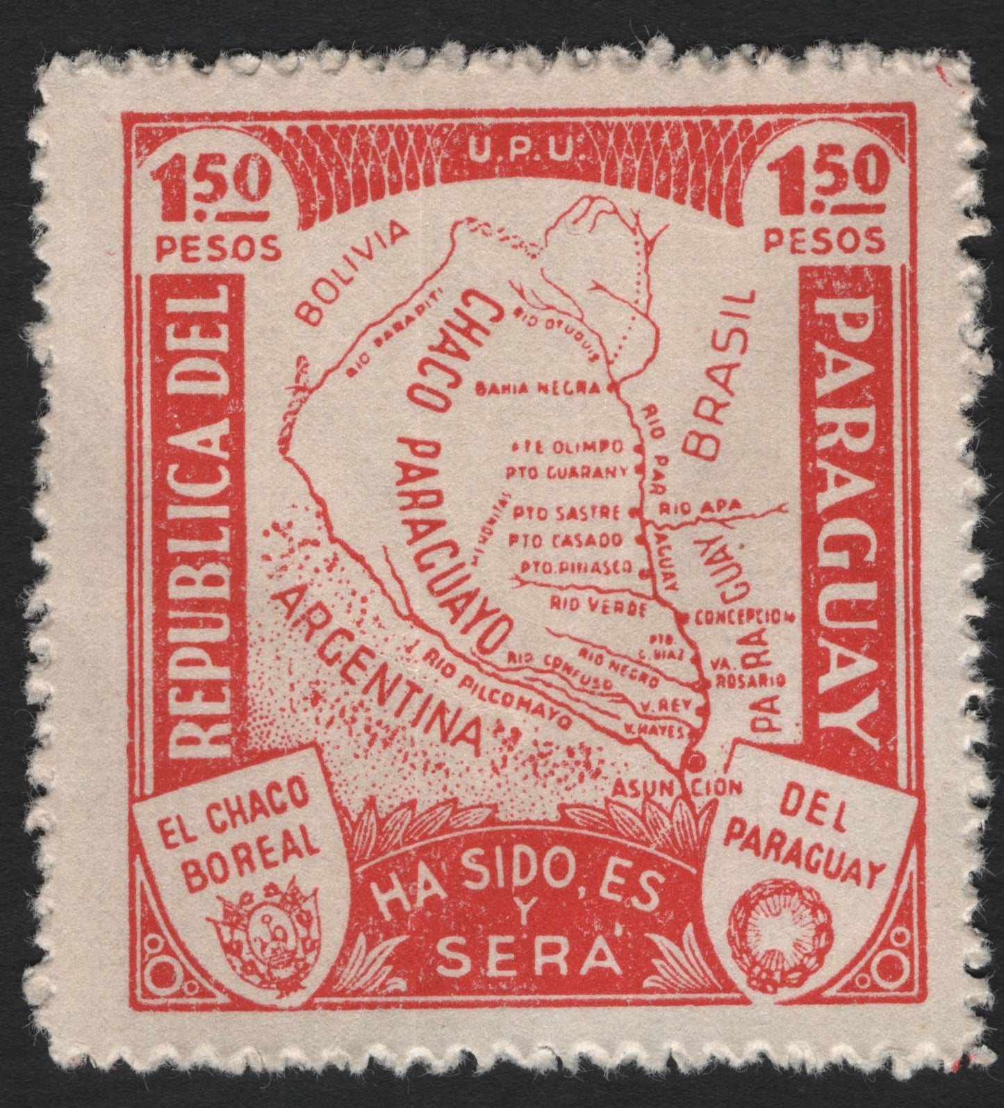 SCG4688 - Paraguay 1930s "Chaco Boreal" Territorial Claim Issue – 150 Pesos Red