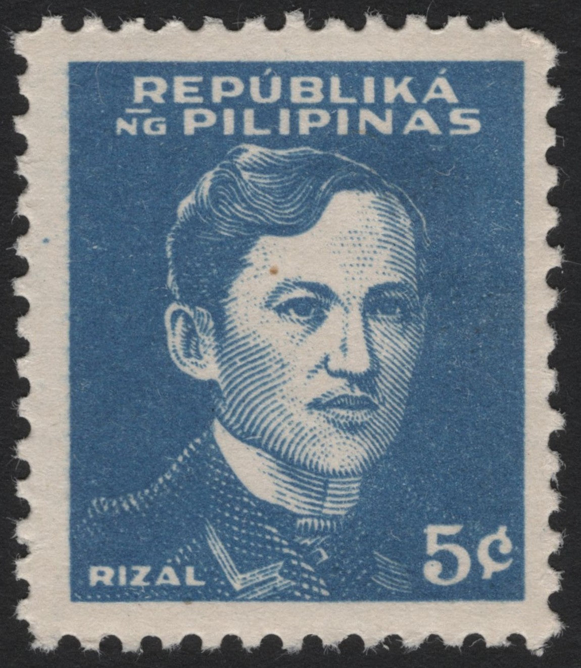 SCG4679 - Philippines 5 Centavos José Rizal Blue Definitive (c. 1940s–1950s)
