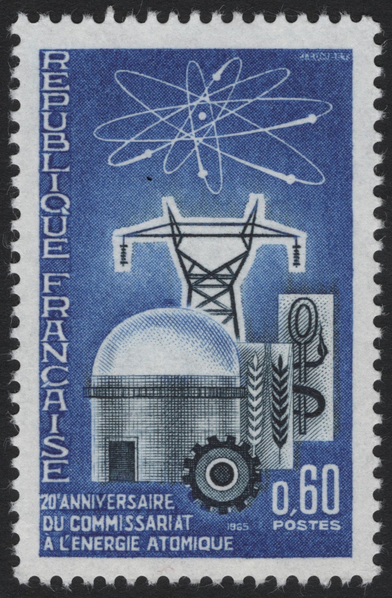 SCG4718 - France 1965 – 20th Anniversary of the Atomic Energy Commission, 0.60F Blue