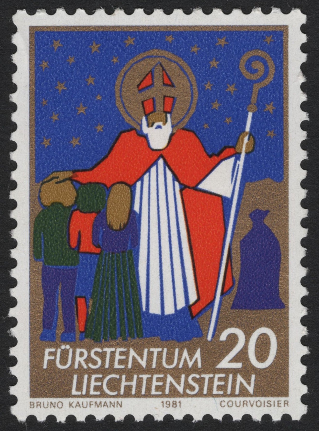 SCG4714 - 1981 Liechtenstein 20 Rp – St. Nicholas with Children