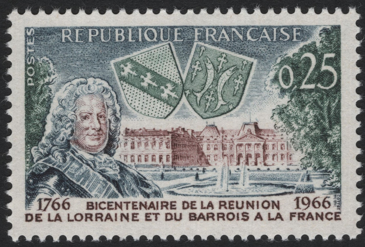 SCG4759 - France 1966 – Bicentenary of Lorraine & Barrois Reunion with France – 25c Commemorative