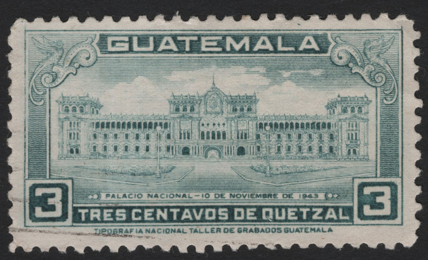 SCG4764 - Guatemala 1943 – 3 Centavos National Palace Issue