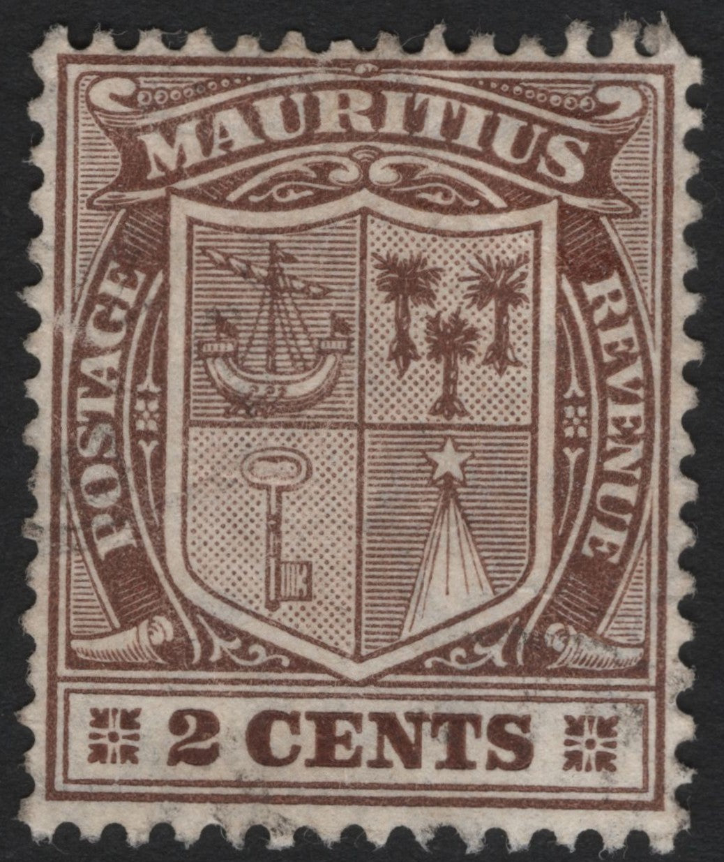 SCG4801 - Mauritius 2 Cents Brown Coat of Arms Issue
