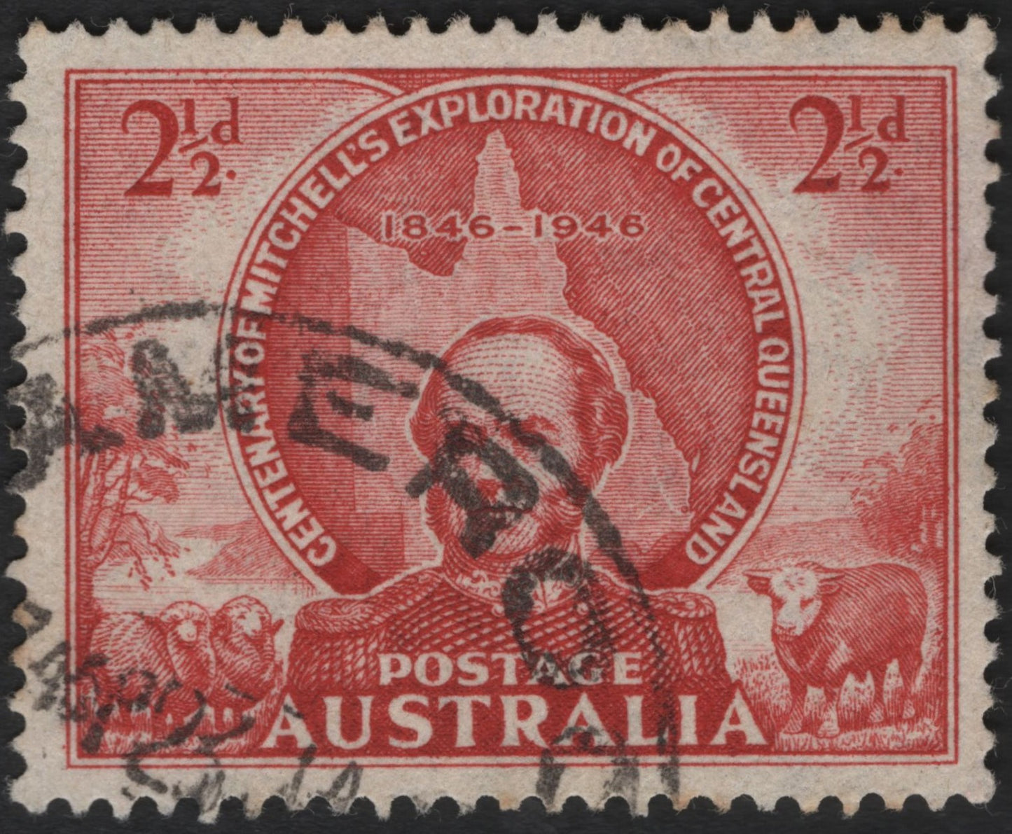SCG4872 - Australia 1946 – Centenary of Mitchell’s Exploration of Central Queensland, 2½d Red