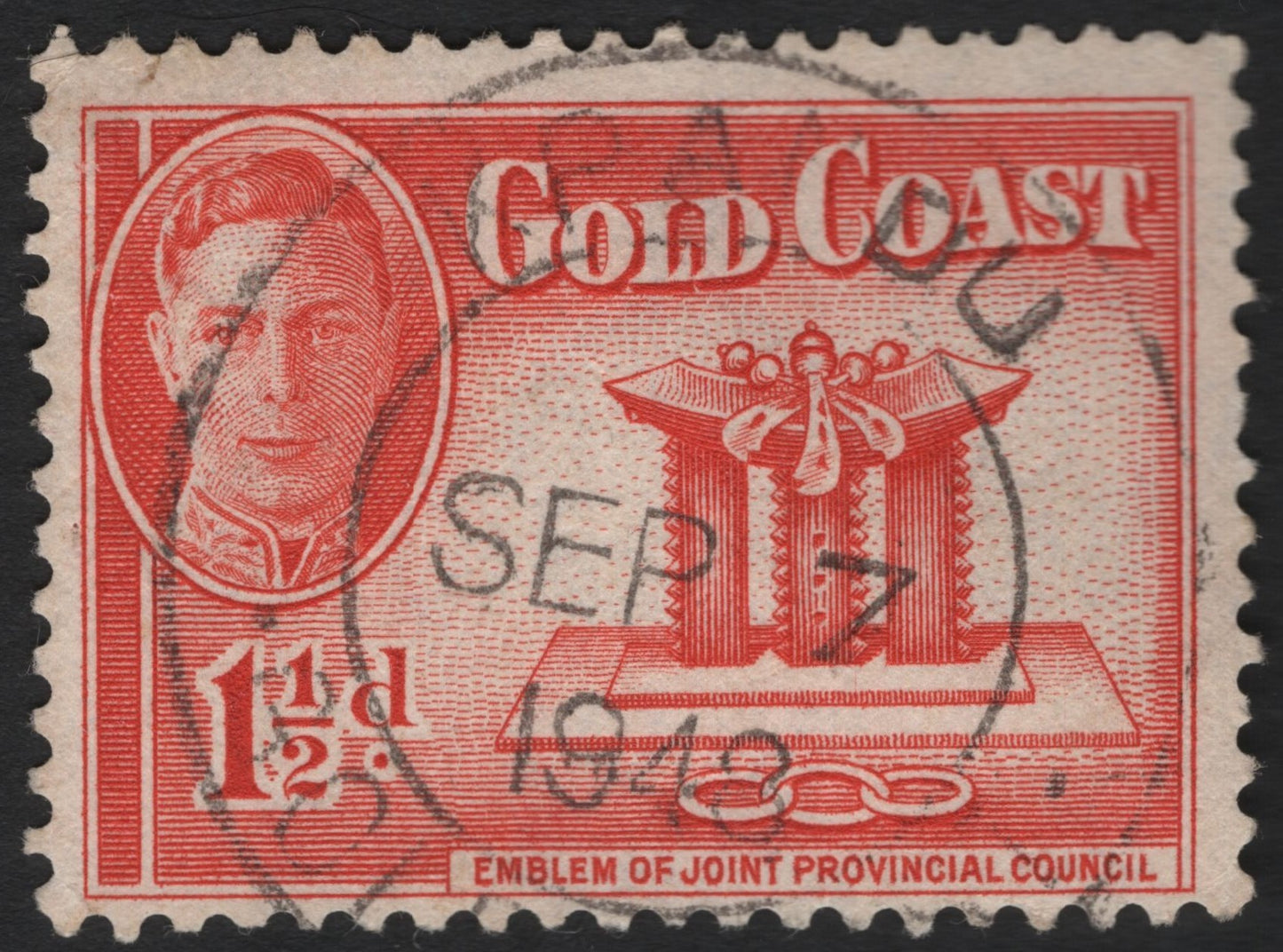 SCG4879 - Gold Coast 1938 – King George VI 1½d Red "Emblem of Joint Provincial Council"