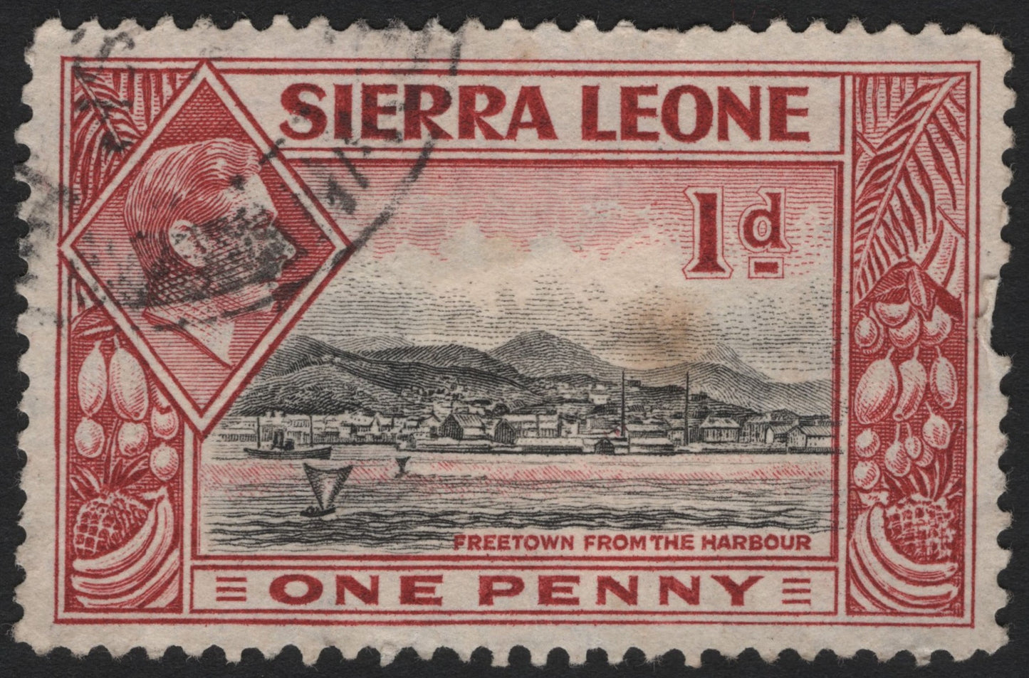 SCG4869 - Sierra Leone 1938–44 1d Red "Freetown from the Harbour" – King George VI