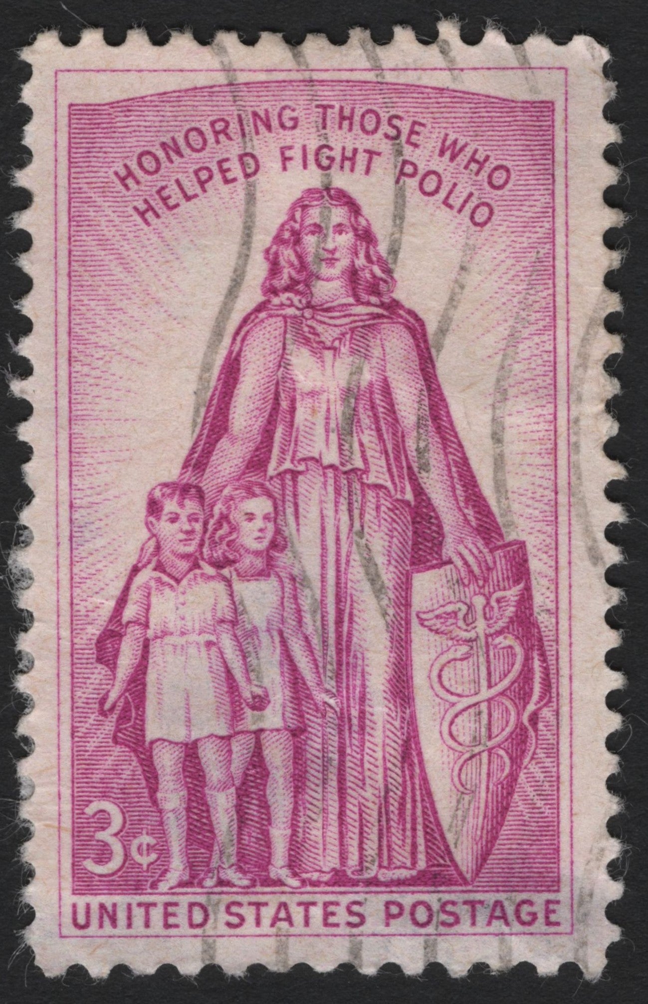SCG4894 - United States 1957 – Honoring Those Who Helped Fight Polio, 3¢ Rose Violet