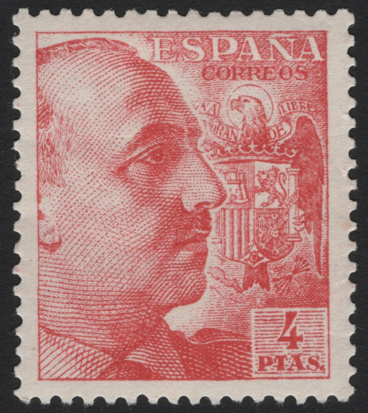 SCG4920 - Spain – 4 Pesetas Red Definitive (Francisco Franco Issue)