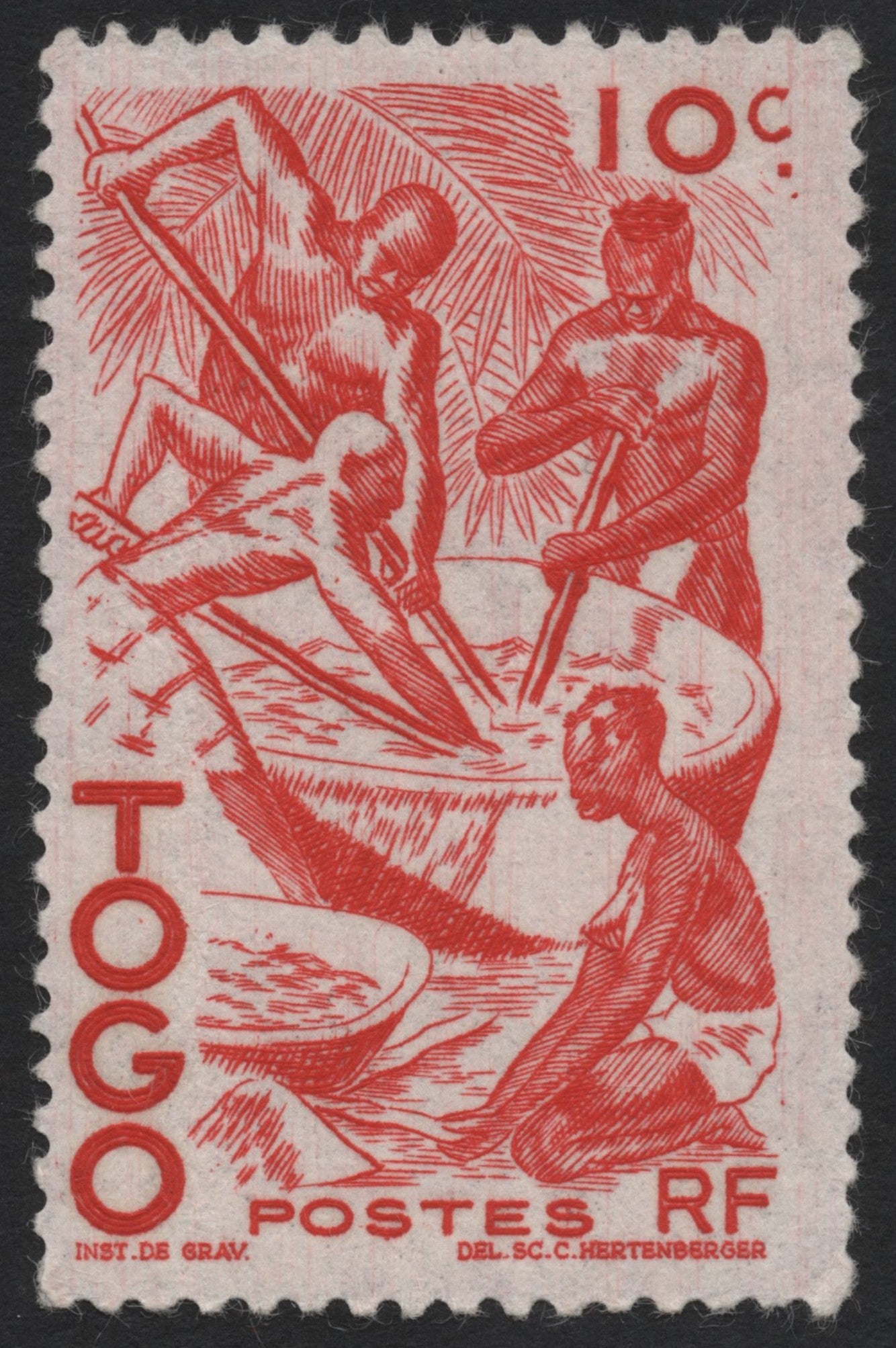SCG4922 - Togo 1957 – Traditional Village Life, 10c Red