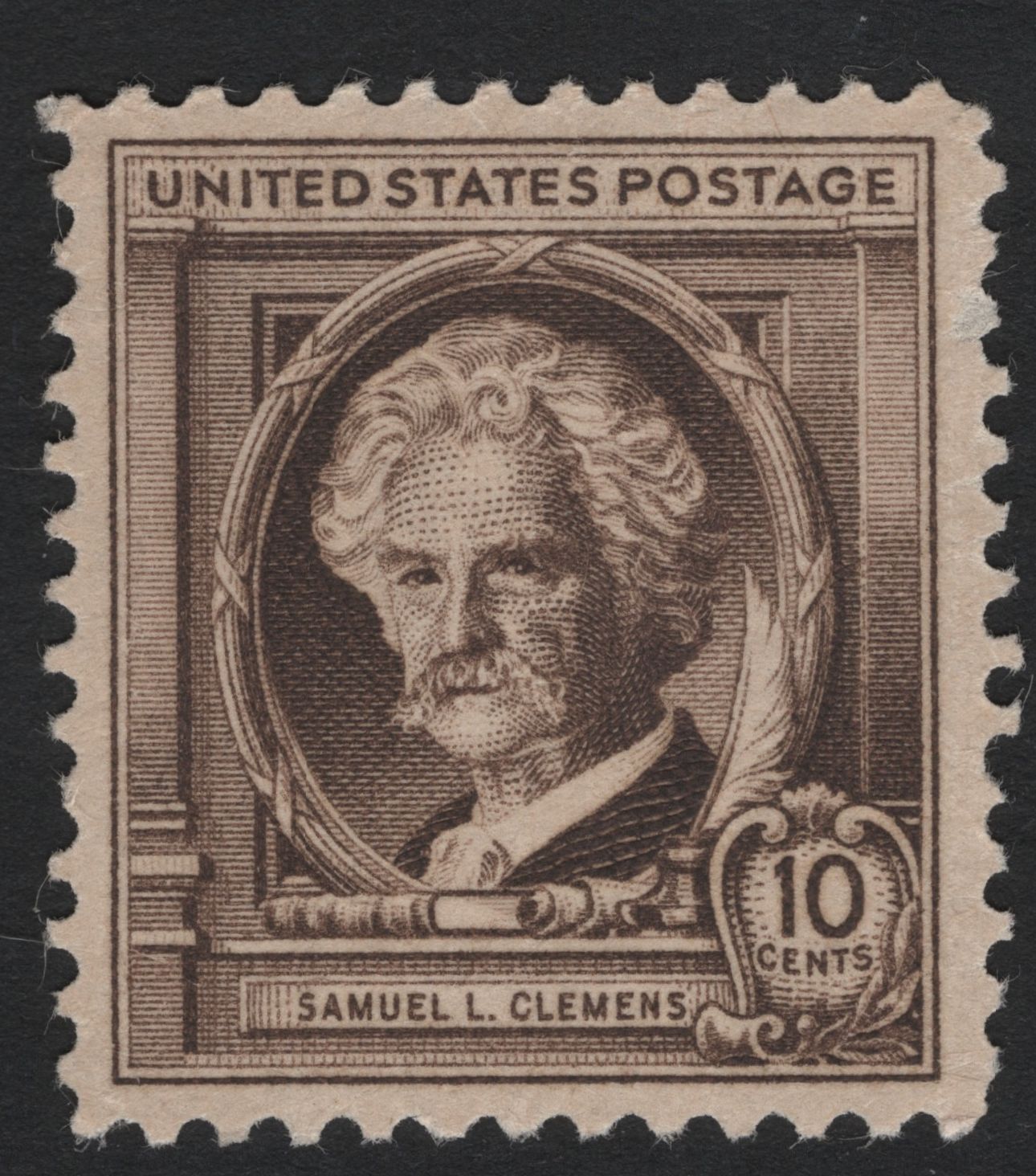 SCG4988 - United States 1940 – Samuel L. Clemens (Mark Twain) 10¢ Brown