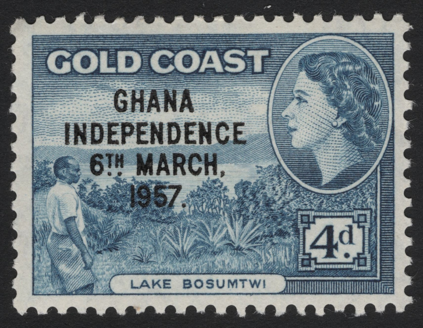 SCG4976 - Gold Coast – Ghana Independence Overprint, 1957 (Lake Bosumtwi, 4d)