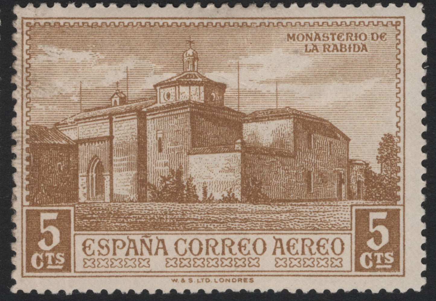 SCG4980 - Spain 1930 Airmail – Monastery of La Rábida (5 Céntimos, Color Variants)