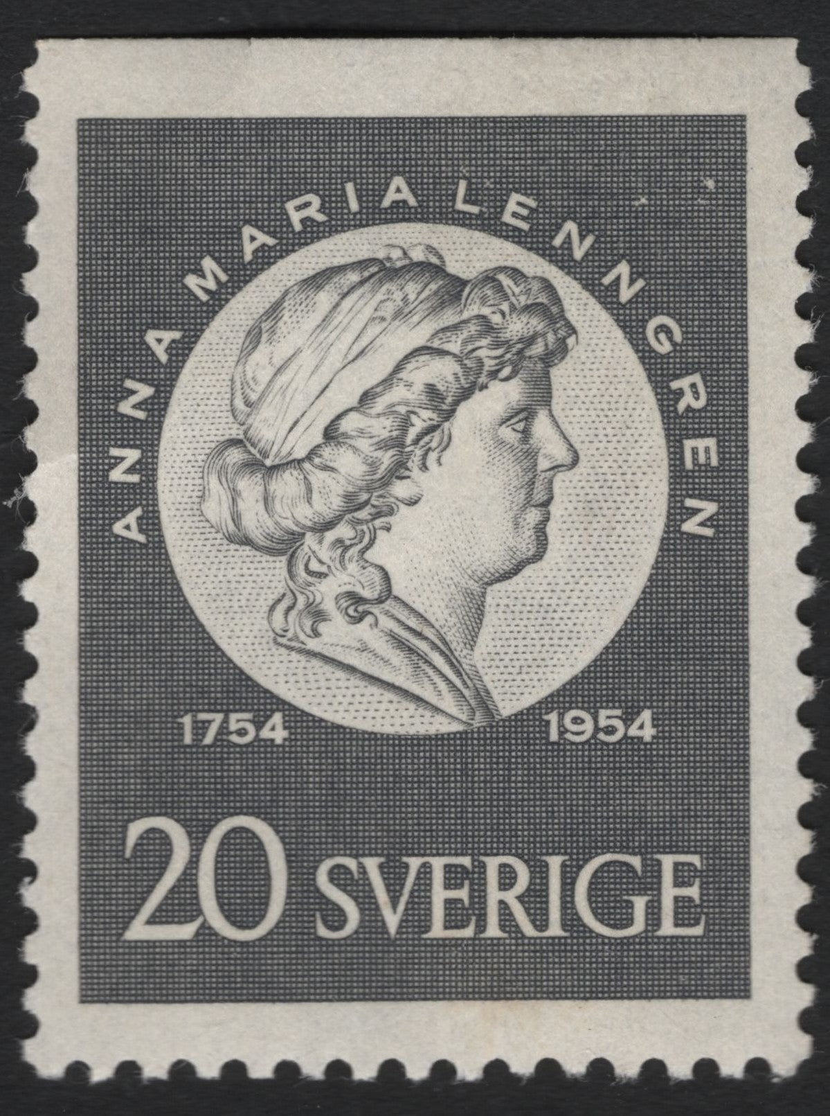 SCG5037 - Sweden 1954 – Anna Maria Lenngren Centenary, 20 öre Black