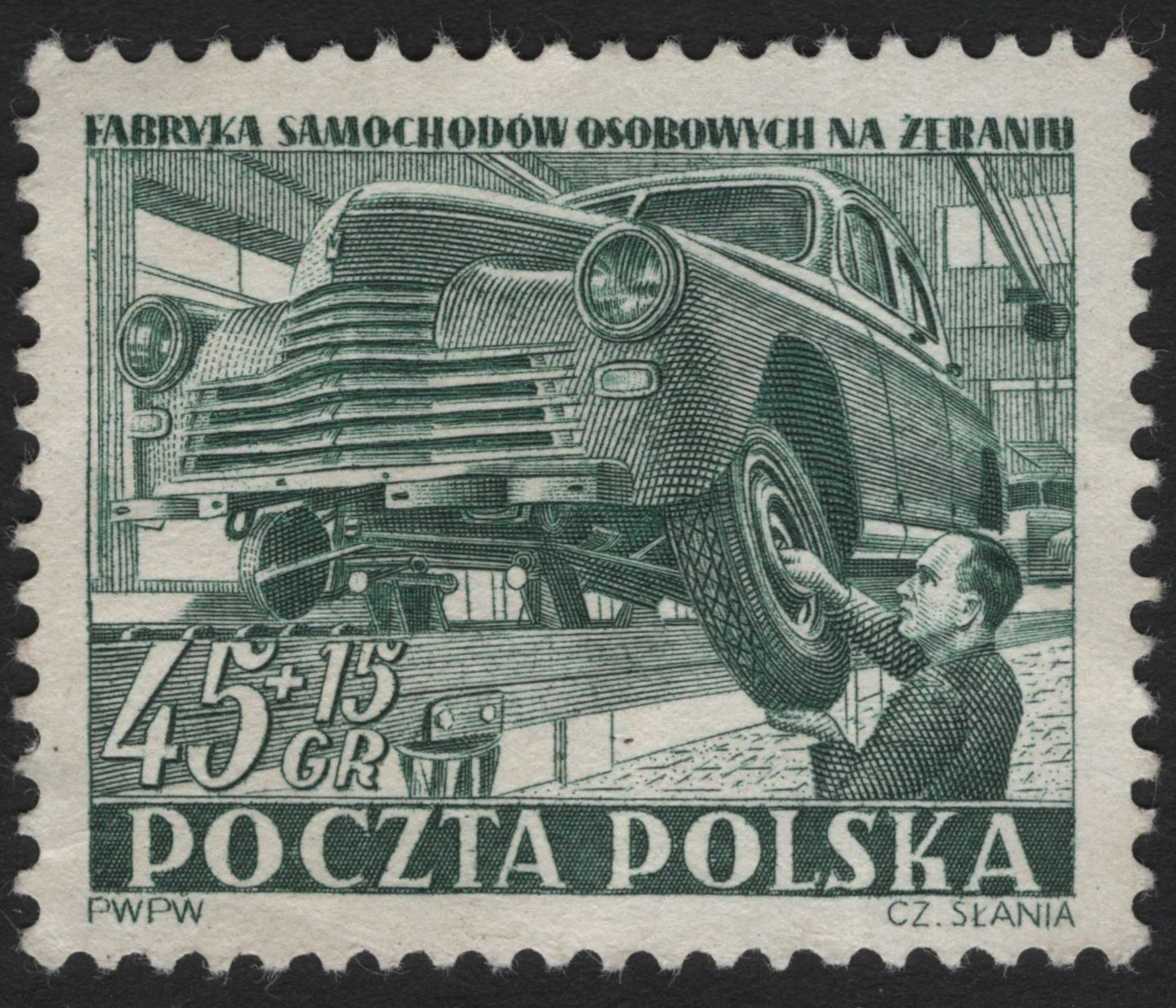 SCG5055 - Poland 1950s – Żerań Automobile Factory Semi-Postal (45+15 gr)
