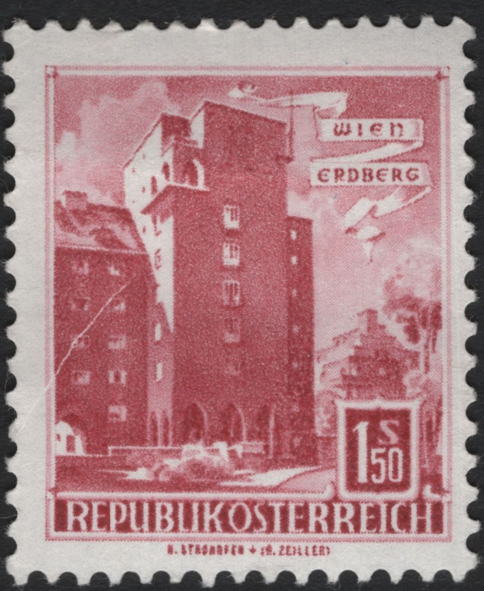 SCG5014 - Austria 1957 – Erdberg Tower, Vienna (1.50 Schilling, Red)