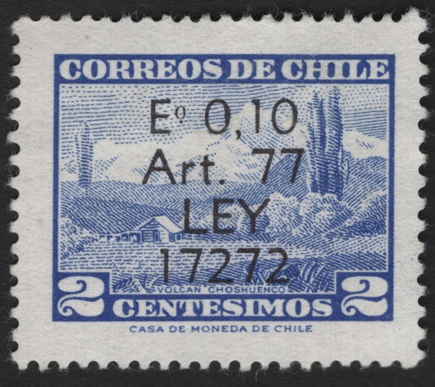 SCG5021 - Chile 2 Céntimos Revenue Overprint – Volcán Choshuenco