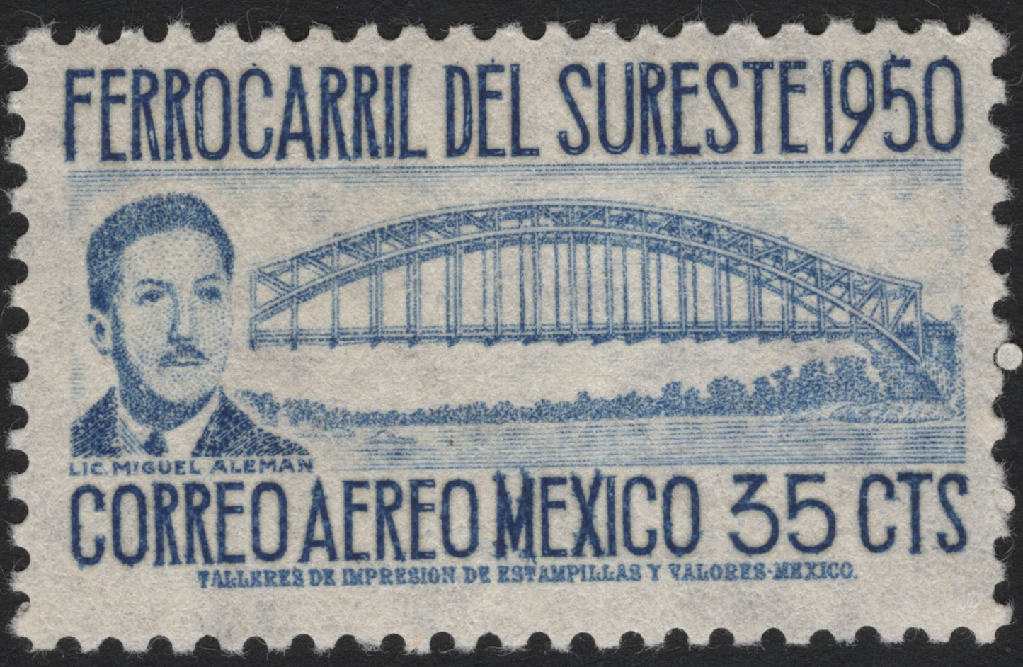 SCG5028 - Mexico 1950 Airmail – Southeast Railway Commemoration (35 Centavos)