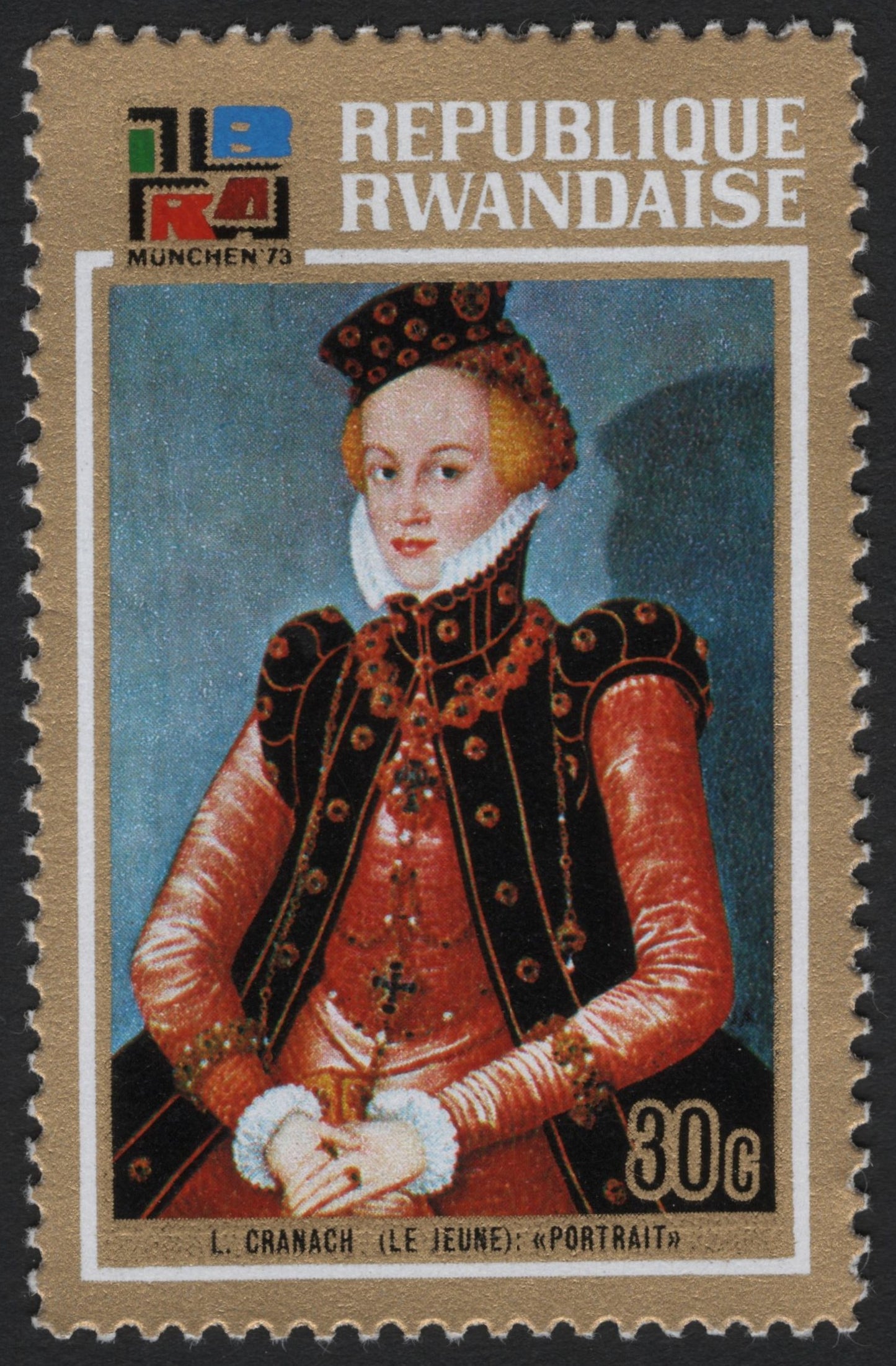 SCG5099 - Rwanda 1973 – Lucas Cranach the Younger, Portrait (Munich ’73 IBRA Issue)