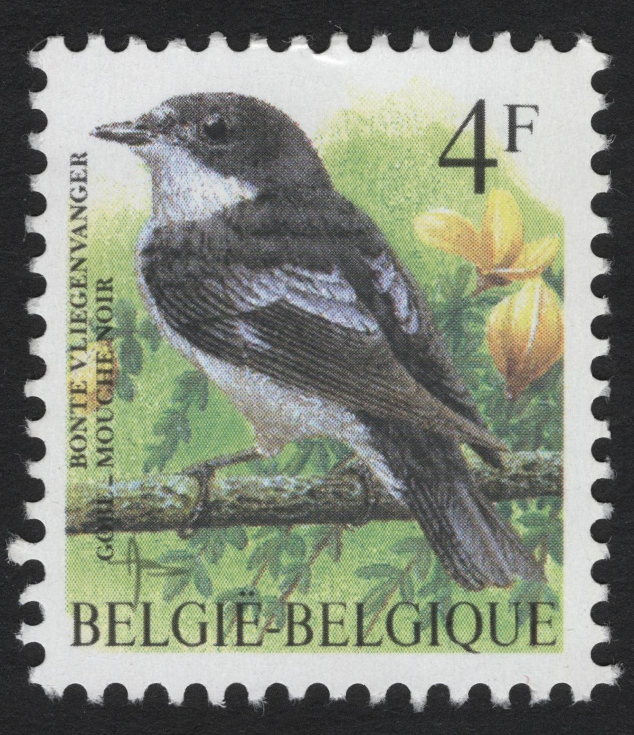 SCG5087 - Belgium 4F European Pied Flycatcher Stamp (Bonte Vliegenvanger / Gobemouche Noir)