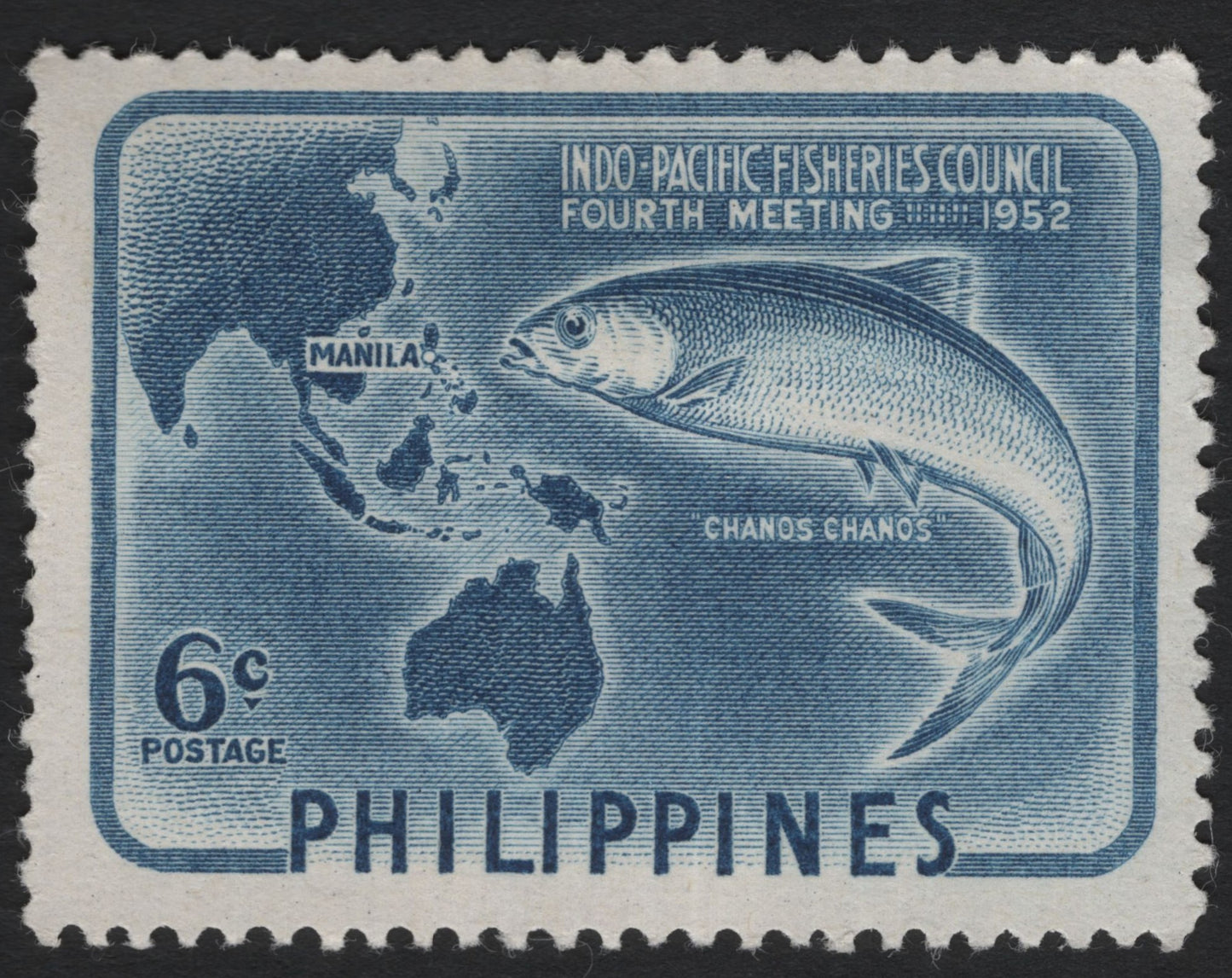SCG5140 - Philippines 1952 Indo-Pacific Fisheries Council – Milkfish Issue (6c)