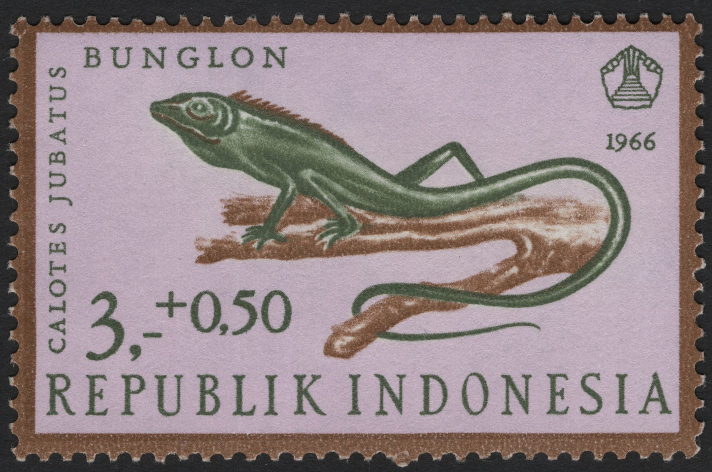 SCG5142 - Indonesia 1966 – Bunglon (Calotes jubatus) Semi-Postal Stamp
