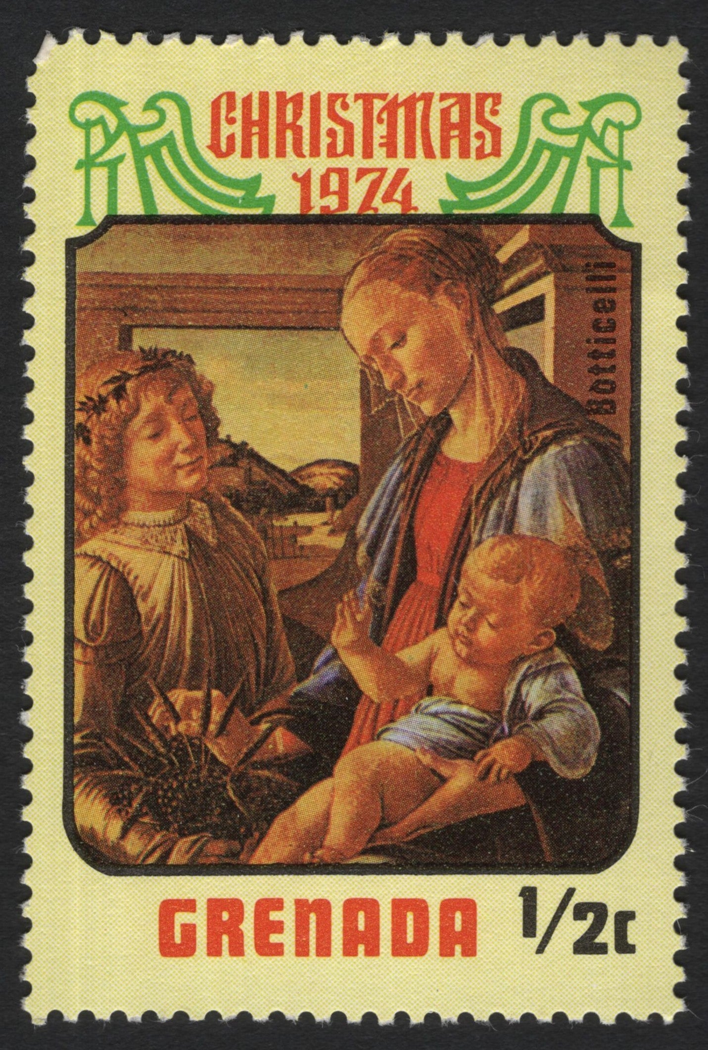 SCG5163 - Grenada 1974 Christmas Stamp – Botticelli Madonna and Child (½c)