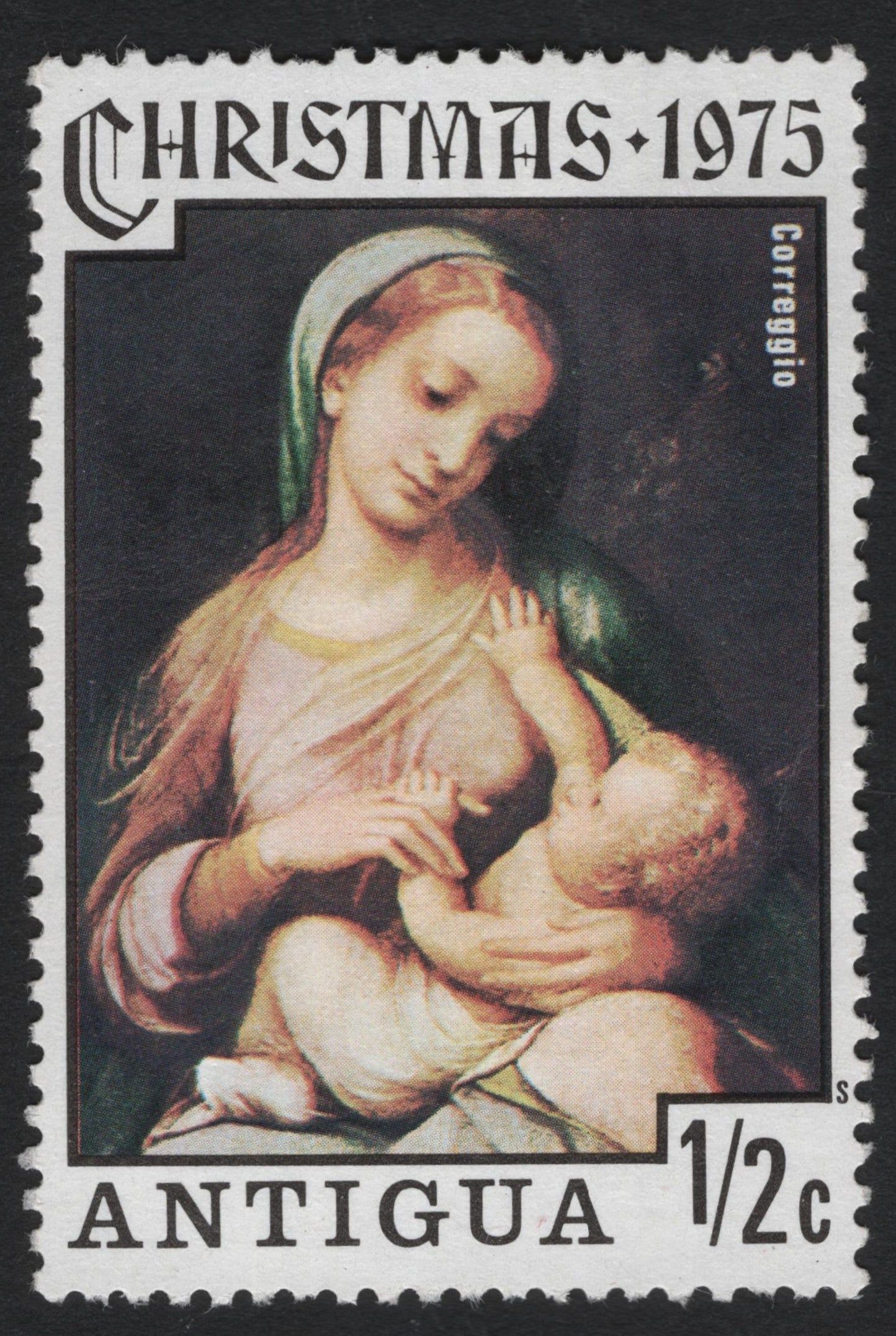 SCG5169 - Antigua 1975 Christmas Stamp – Madonna and Child (Correggio)