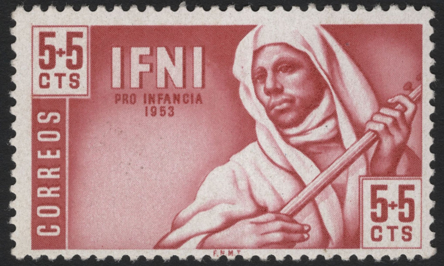 SCG5212 - Ifni 1953 "Pro Infancia" Charity Stamps – Man with Staff