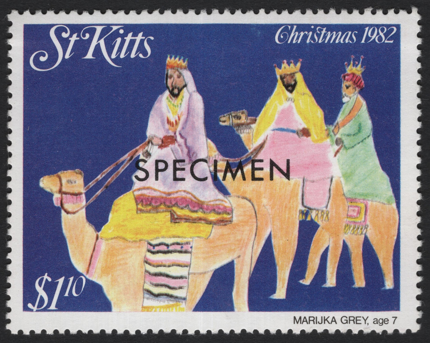 SCG5349 - St. Kitts 1982 Christmas Stamp – Three Wise Men on Camels