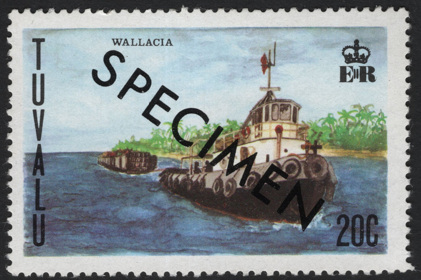 SCG5341 - Tuvalu 1976 Tugboat “Wallacia” – 20c (Specimen Overprint)