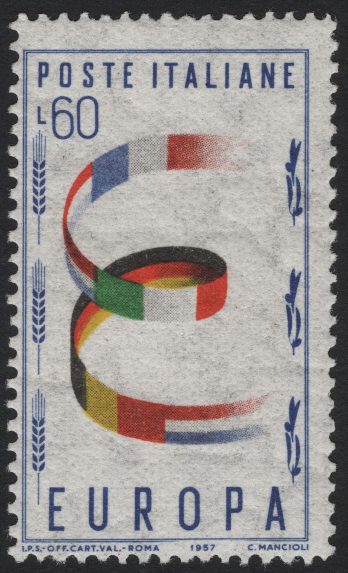 SCG5407 - Italy 1957 Europa Stamps – Unity Ribbon Design
