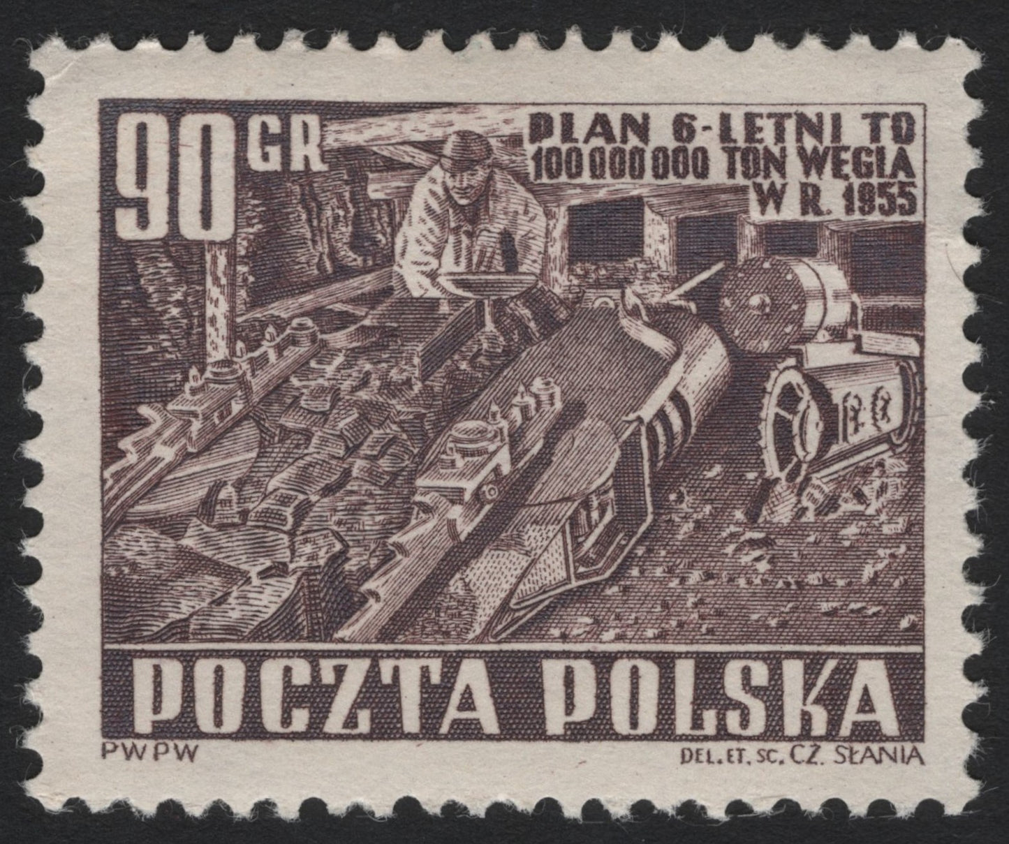 SCG5431 - Poland 1955 – Six-Year Plan, Coal Mining Worker (90 Groszy)