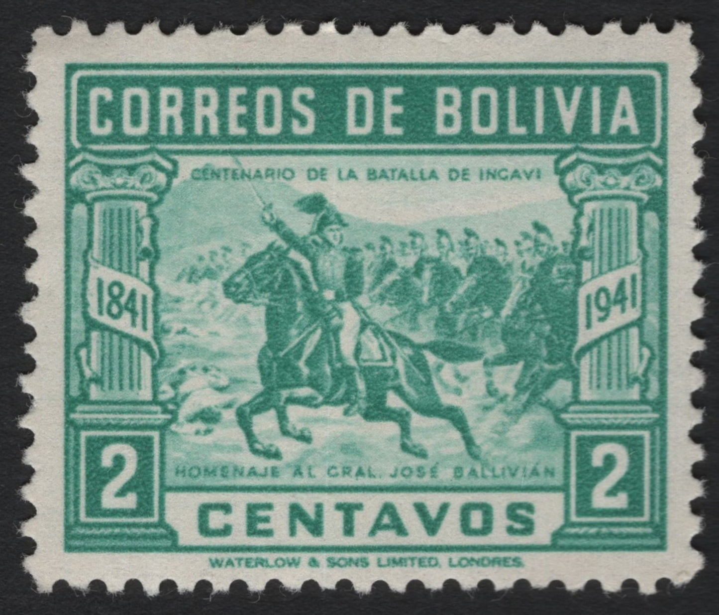 SCG5438 - Bolivia 1941 – Centenary of the Battle of Ingavi, 2c Green