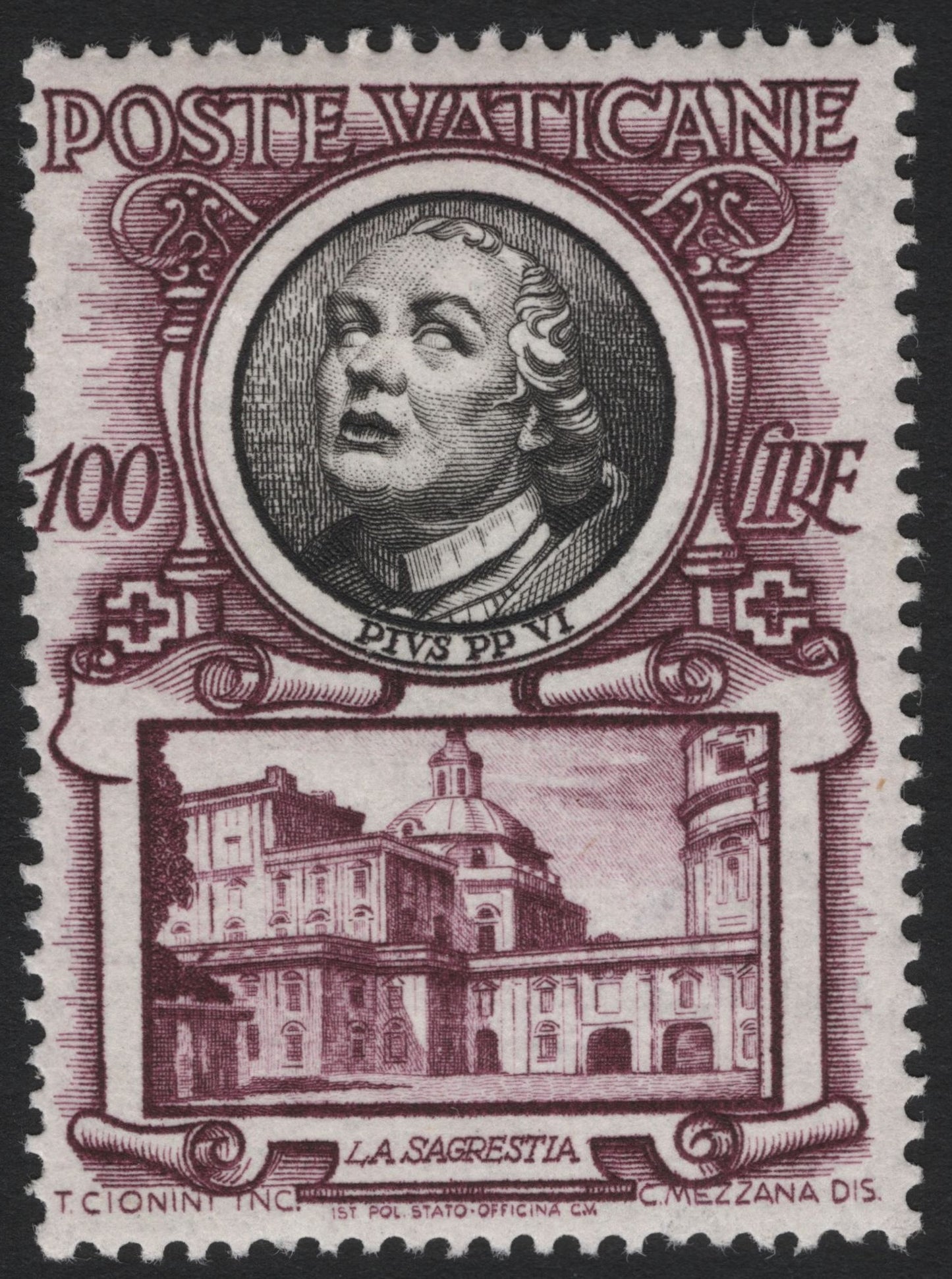 SCG5447 - Vatican City 1952 – Pope Pius VI and the Sacristy of St. Peter’s Basilica