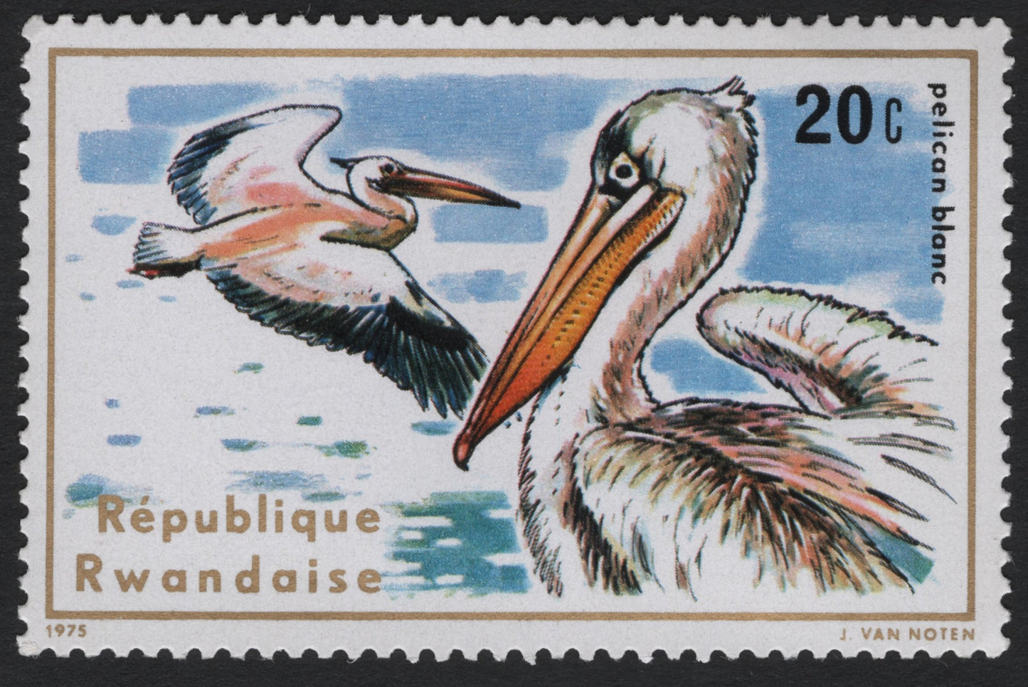 SCG6017 - Rwanda 1975 – White Pelican (Pelecanus onocrotalus)