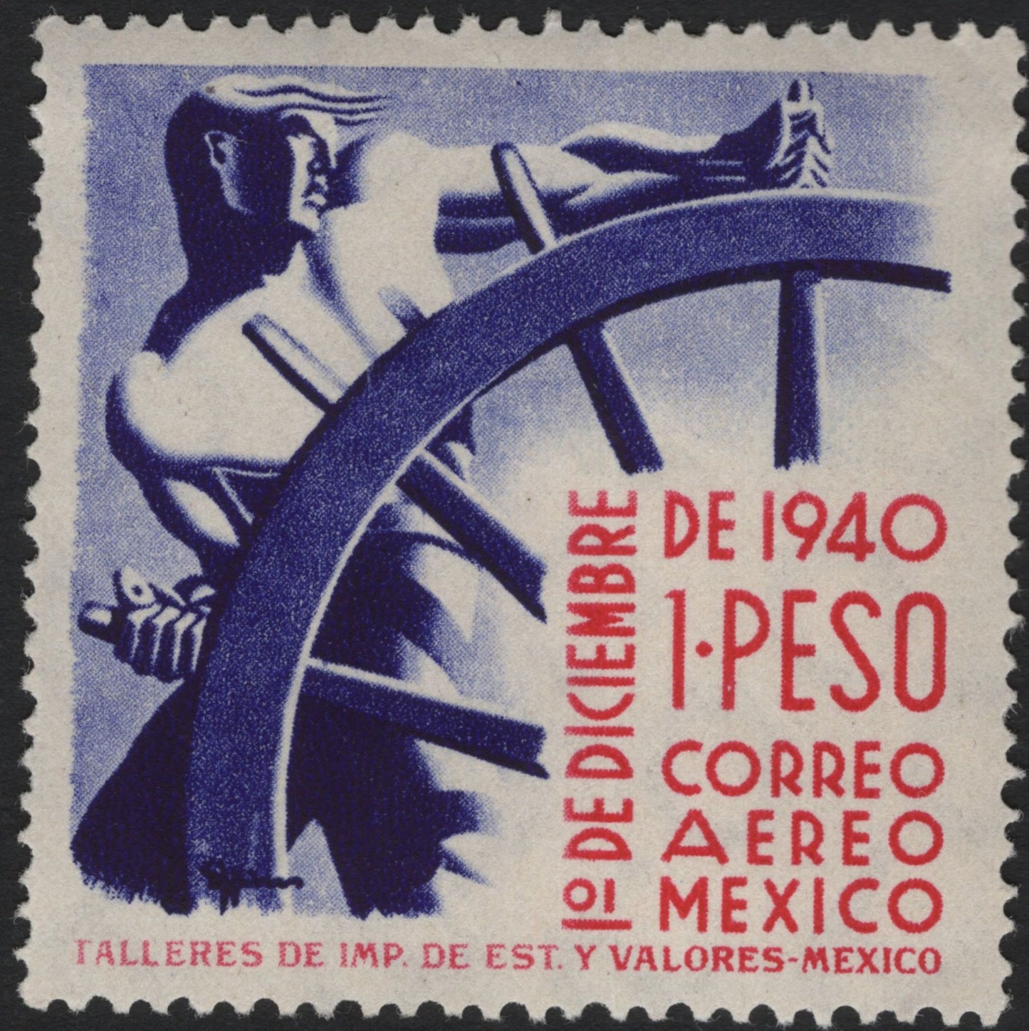 SCG5633 - 🇲🇽 Mexico 1940 Airmail Issue – Modern Worker and Ship’s Wheel