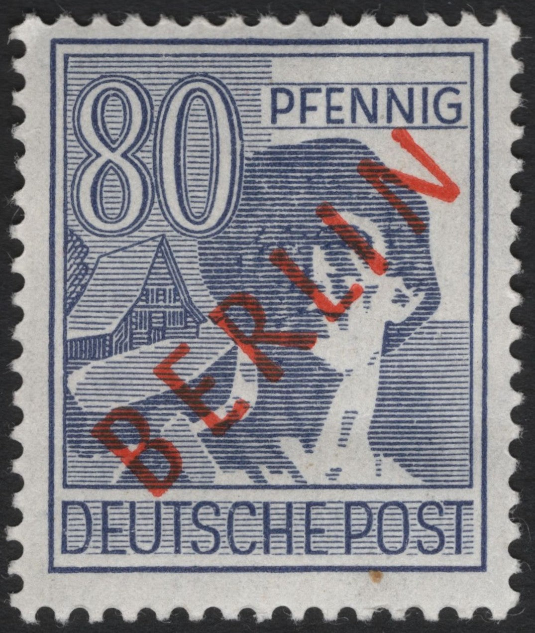 SCG5700 - Berlin 80 Pfennig “DEUTSCHE POST” Overprint Stamp (1948)