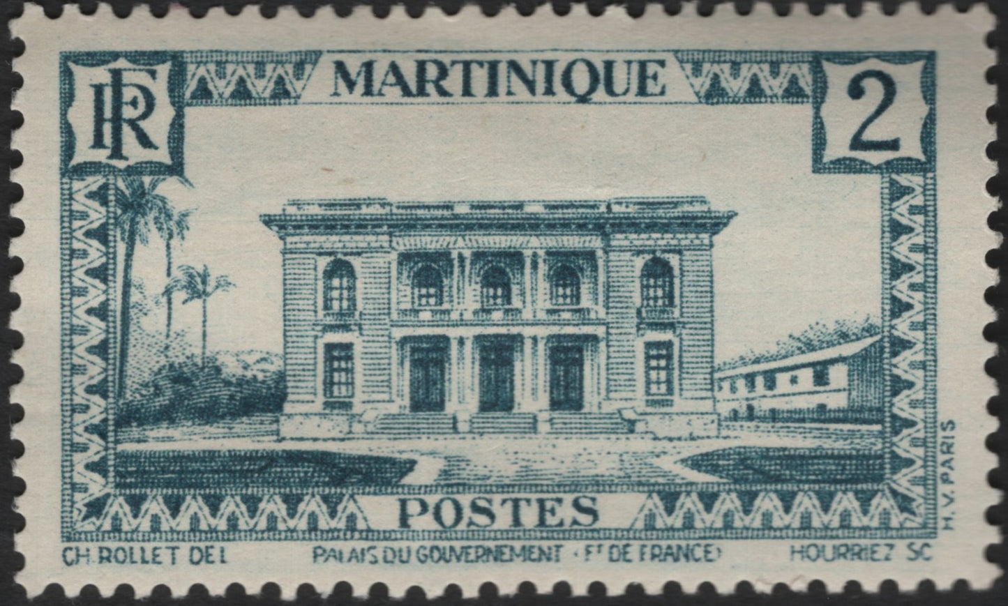 SCG5965 - Martinique 2 Francs “Palais du Gouvernement” Stamp