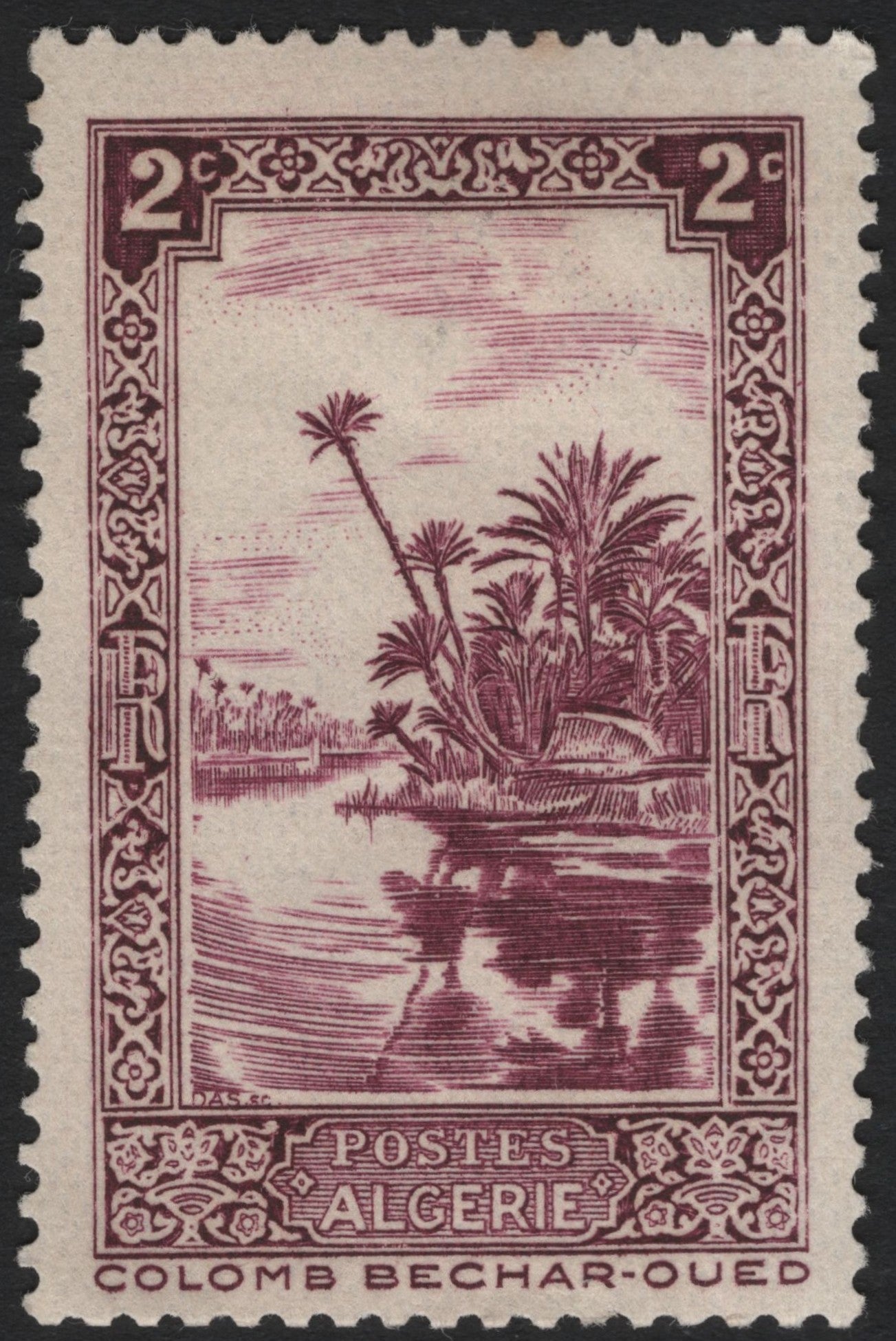SCG5769 - Algeria 2 Centimes “Colomb Béchar–Oued” Stamp (1920s)