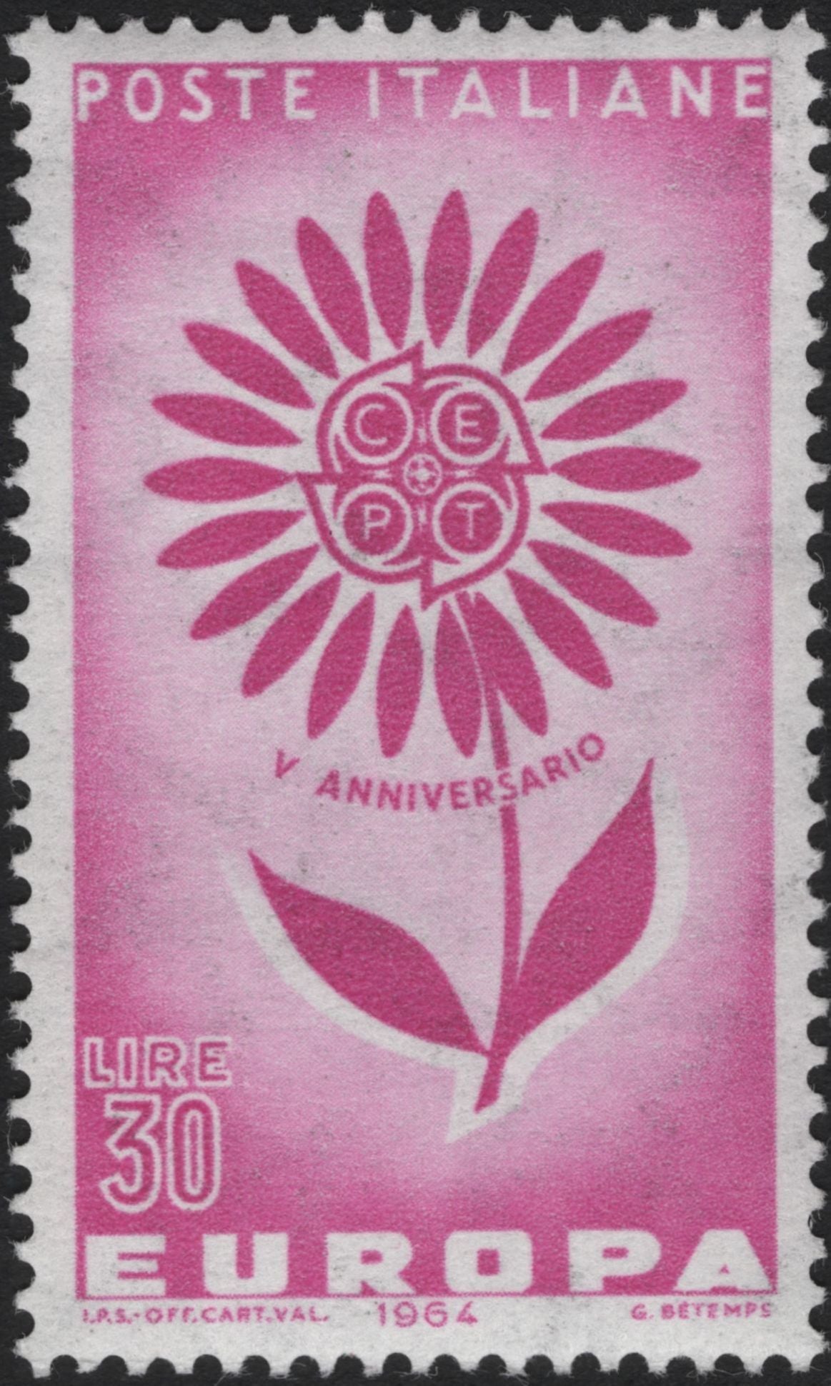 SCG5821 - Italy 1964 Europa CEPT 5th Anniversary Stamps