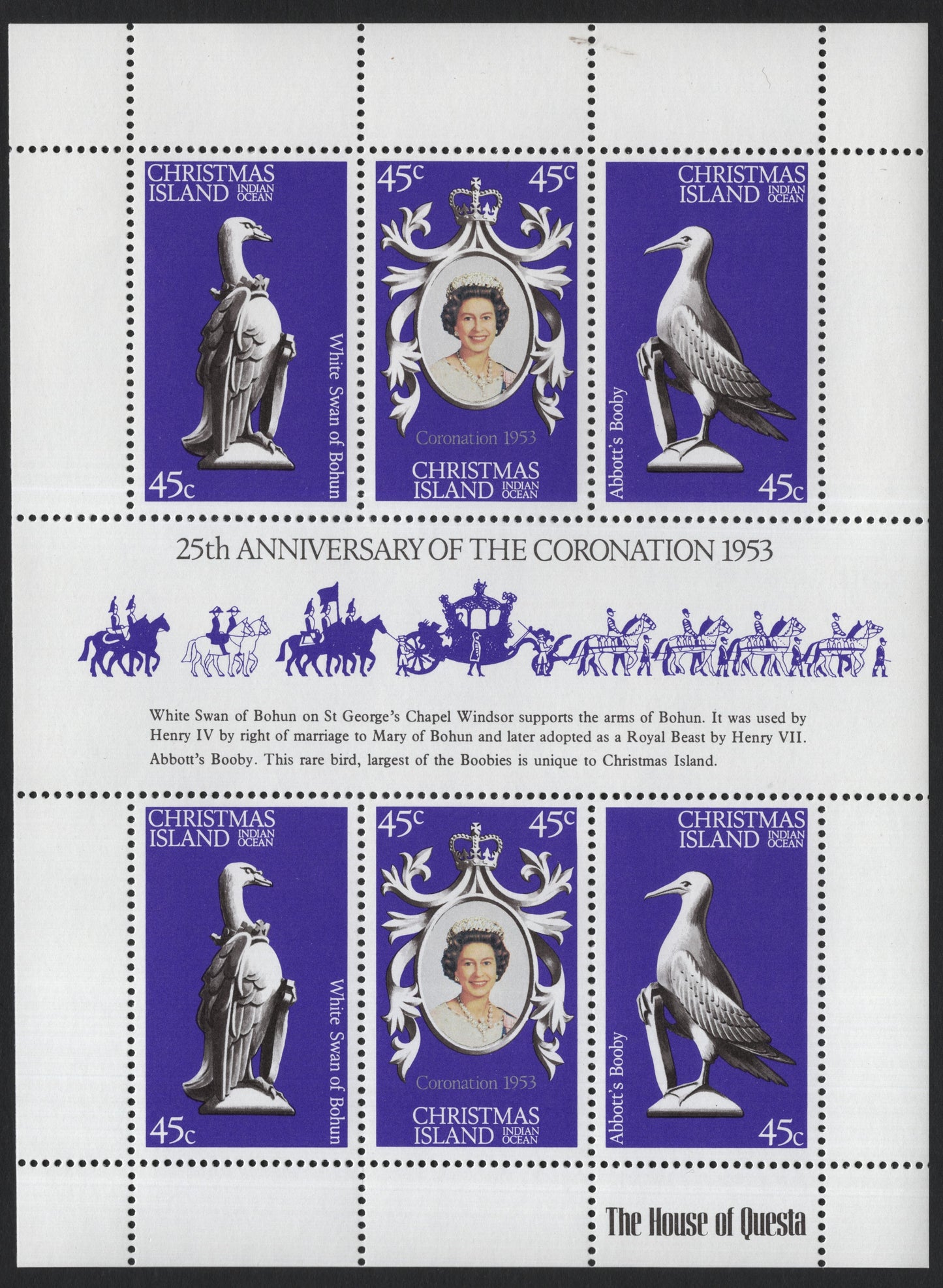 SCG5887 - Philatelic Entry: Christmas Island – 25th Anniversary of the Coronation 1953 Souvenir Sheet (1978)