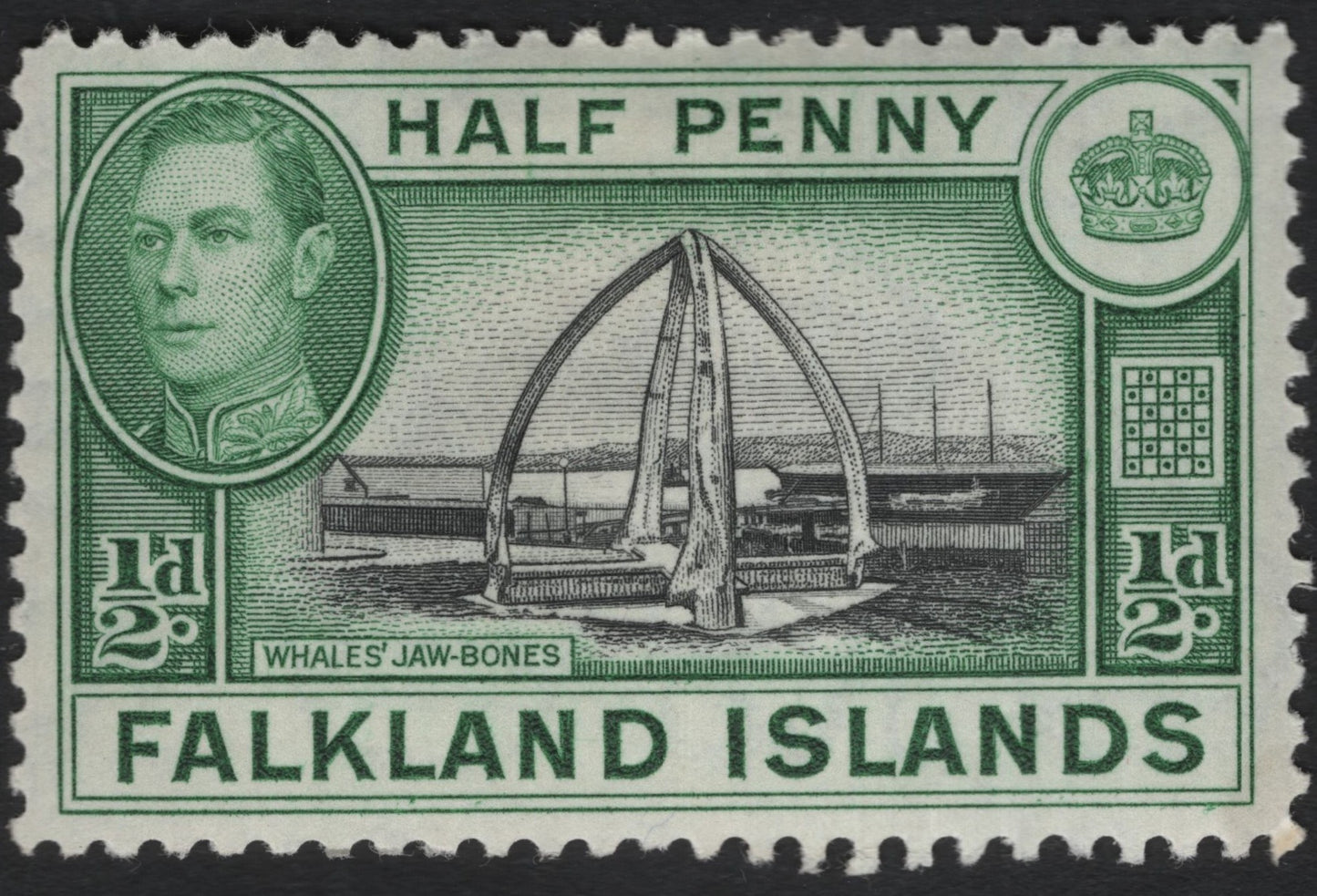 SCG6022 - Falkland Islands ½d “Whale Jaw-Bones” Stamp (1938–49)